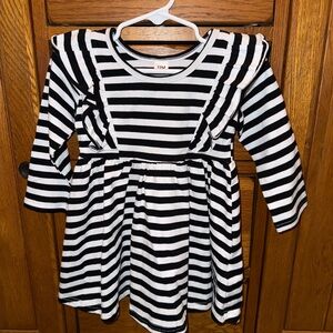 (NWOT) Boutique Brand Black and White Striped Toddler Dress